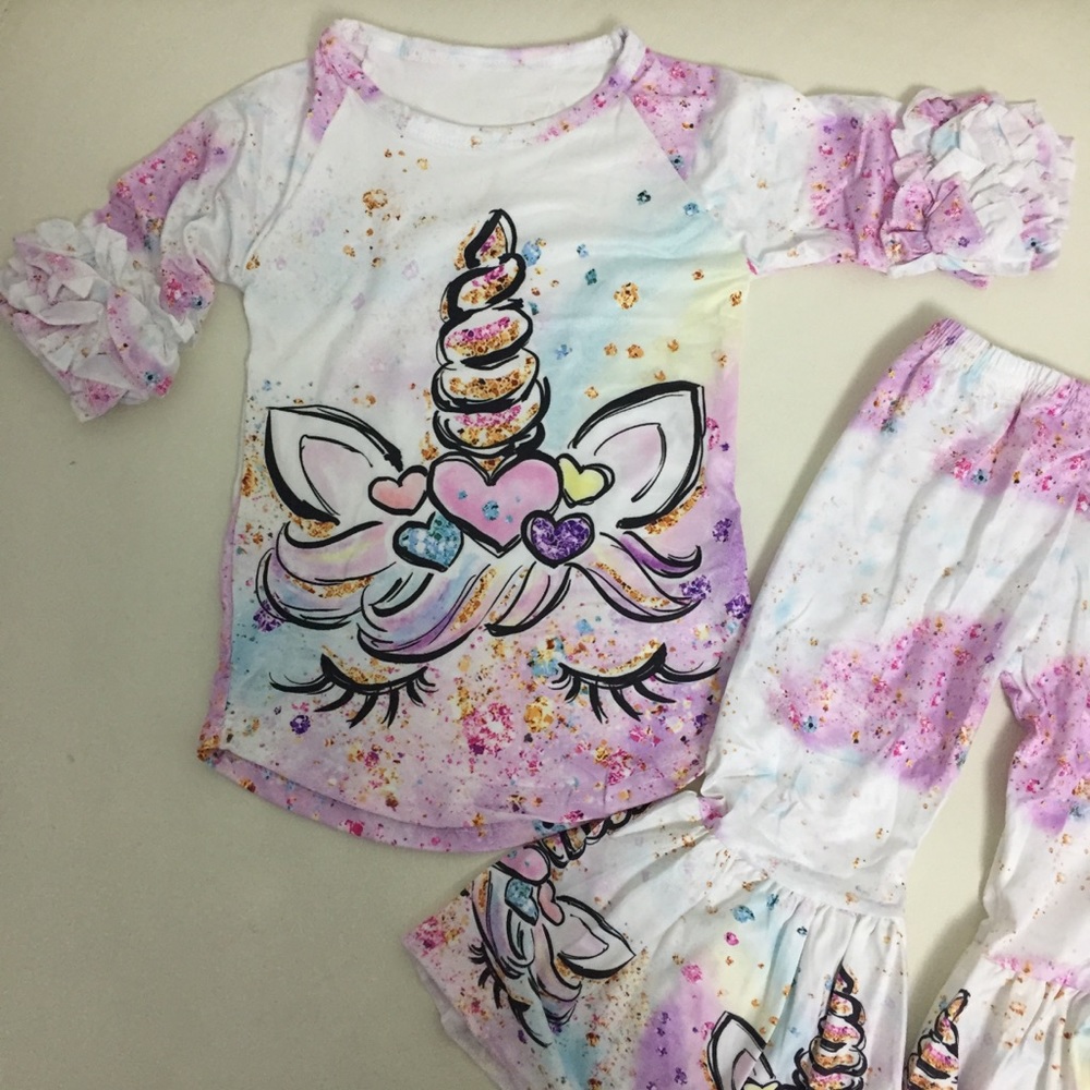 Boutique Unicorn 🦄 Cute Sparkly Pink Pants Set - Picture 3 of 8